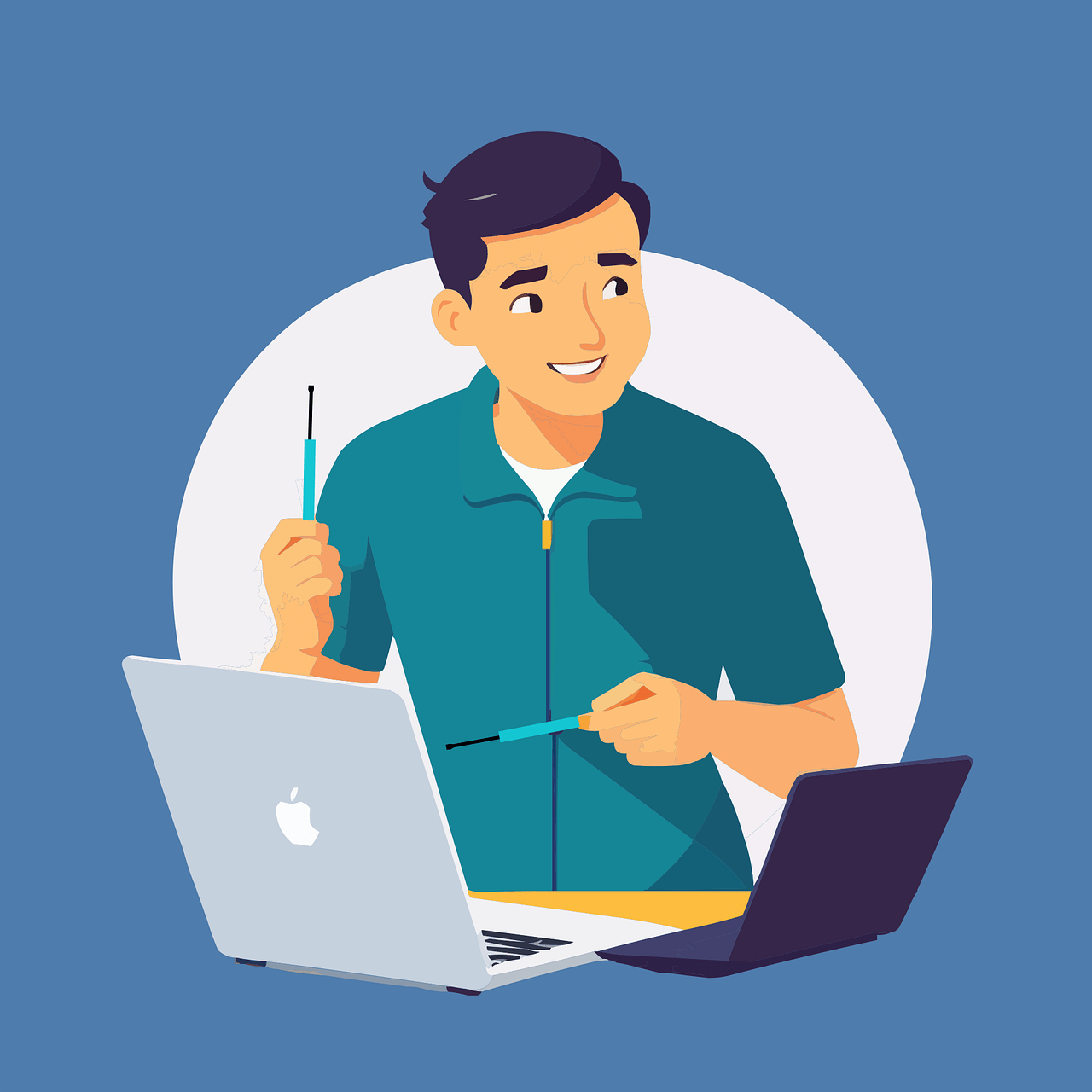 Free man laptop computer vector